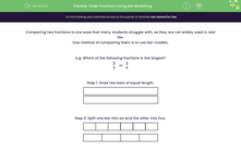 'Order Fractions Using Bar Modelling' worksheet