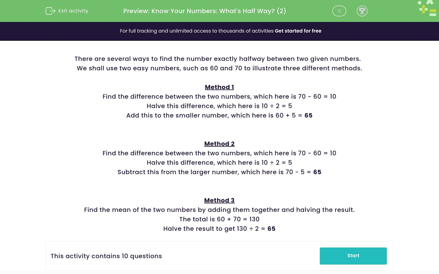 Practise Finding the Number Halfway Between Two Numbers Worksheet EdPlace