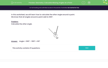 'Geometry: Calculate Missing Angles at a Point' worksheet