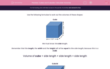 'Cubes and Cuboids: Calculate Volumes' worksheet