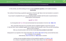 'Solve Complex Quadratic Equations' worksheet