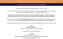 'GCSE Practice Paper in the style of AQA English Language Paper 2' worksheet