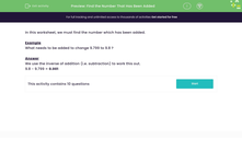 'Find the Number That Has Been Added' worksheet