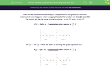 'Identify Transformations with Trigonometric Graphs ' worksheet