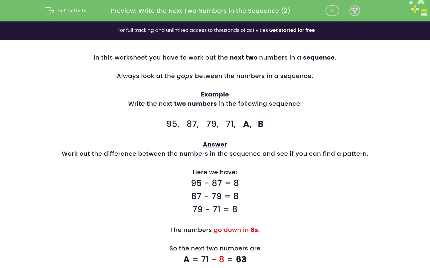 Write the Next Two Numbers in the Sequence Worksheet - EdPlace