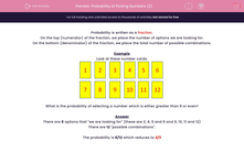 'Find the Probability of Picking Numbers' worksheet
