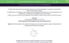 'Use the Equation of a Tangent to a Circle' worksheet