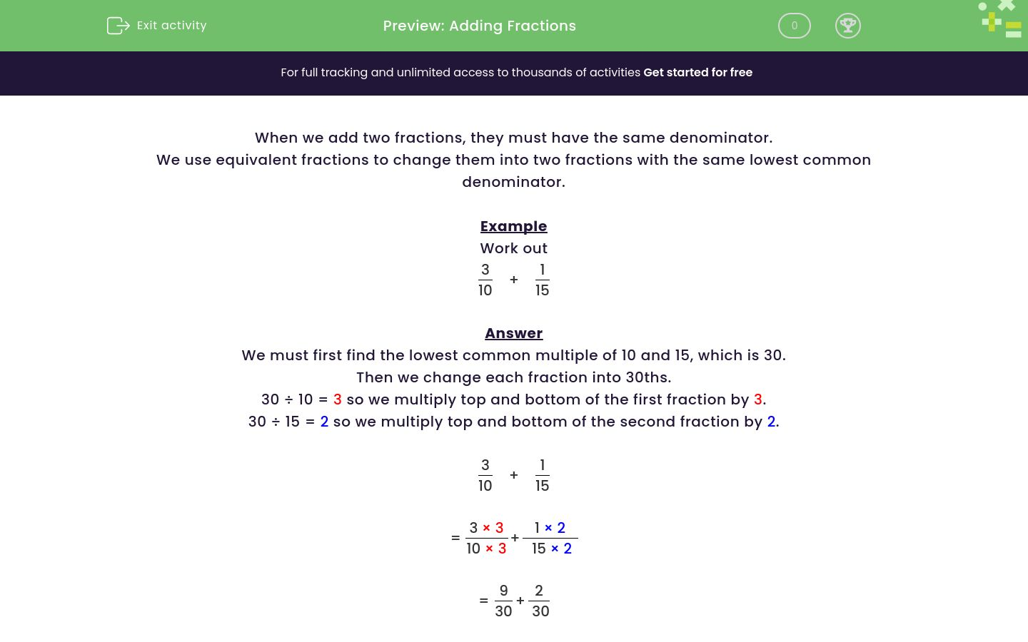 Add Fractions Worksheet - EdPlace