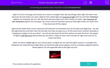 'Explain How Light Travels' worksheet