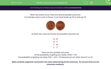 'Outcomes and Probability (1)' worksheet