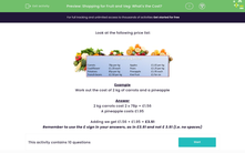 'Shopping for Fruit and Veg: What's the Cost?' worksheet