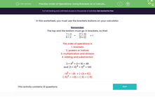 'Order of Operations: Using Brackets on a Calculator' worksheet