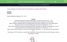 'Practise Subtracting Numbers with Decimal Places' worksheet