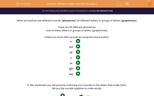 'Different Letters and their Sounds 2' worksheet