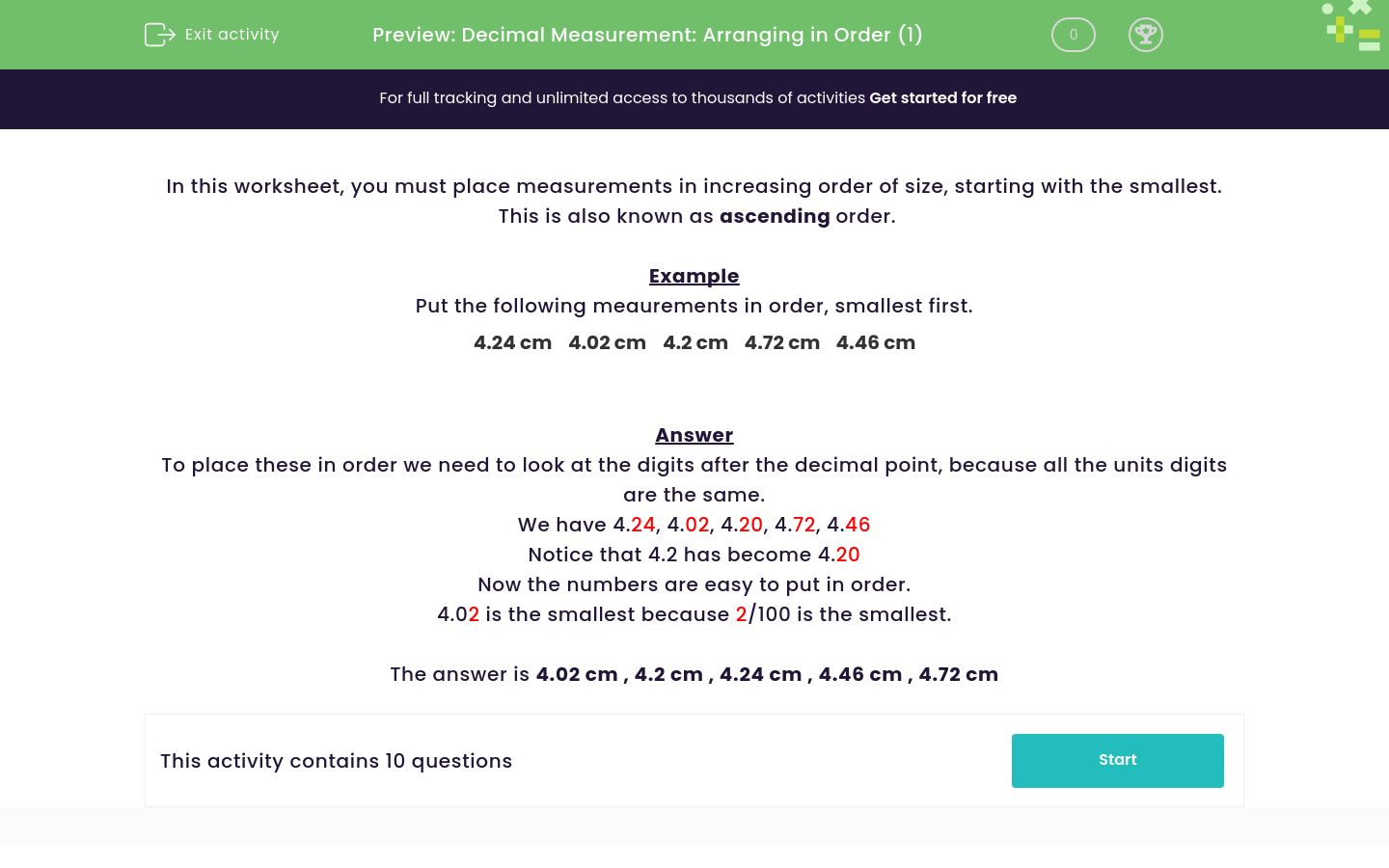 Arrange Decimals in Ascending Order Worksheet - EdPlace