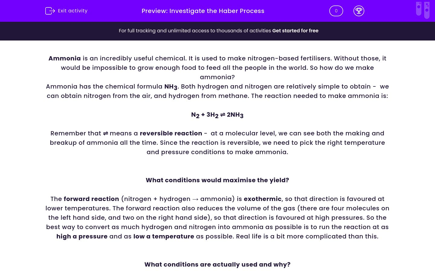 Investigate the Haber Process Worksheet - EdPlace