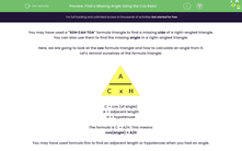 'Find a Missing Angle Using the Cos Ratio' worksheet