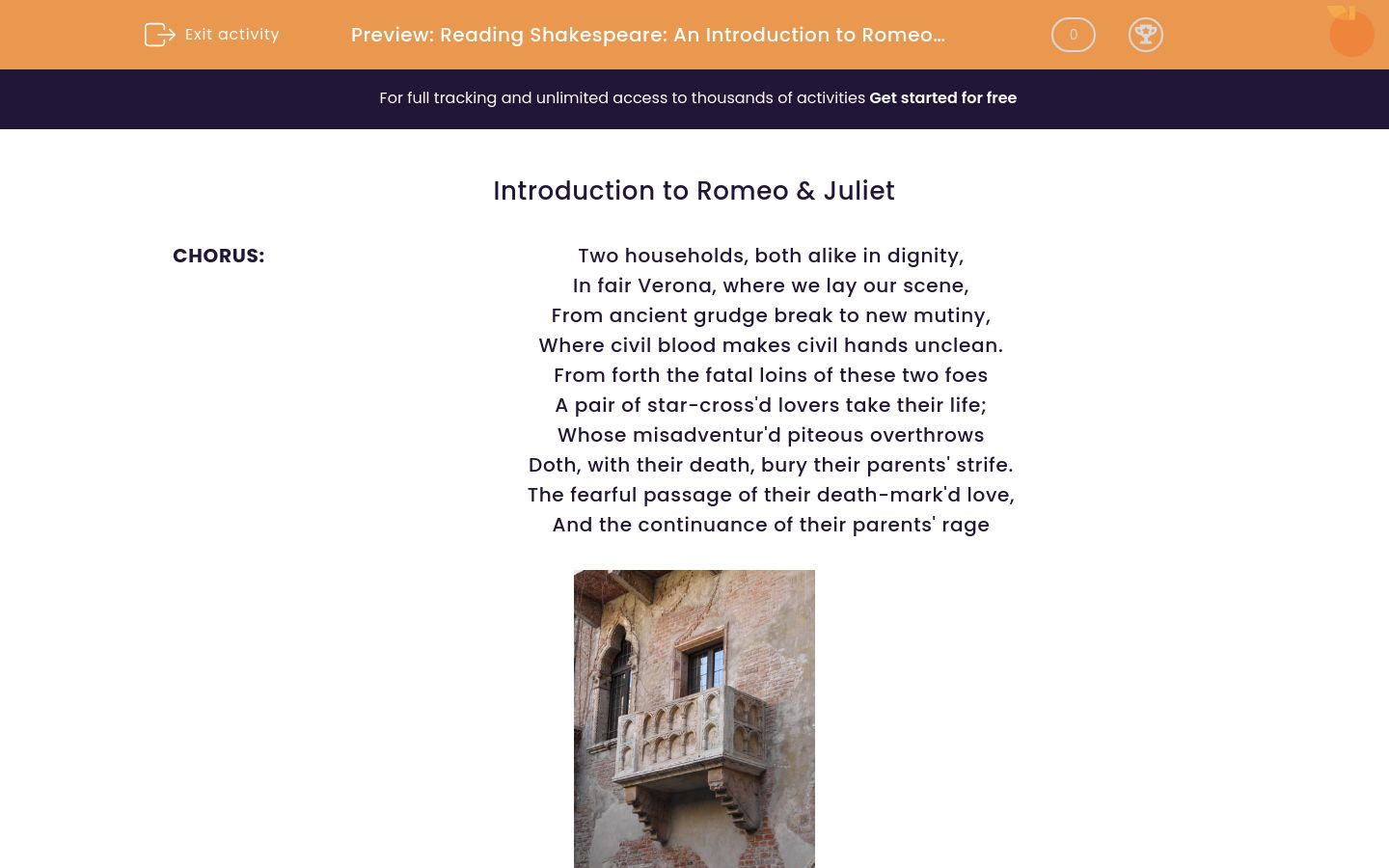 Reading Shakespeare: An Introduction to Romeo and Juliet Worksheet ...