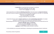'Co-ordinating and Subordinating conjunctions: Making a Distinction' worksheet