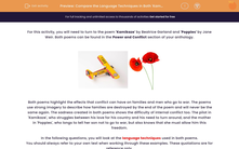 'Compare the Language Techniques in Both 'Kamikaze' and 'Poppies' and Analyse the Effect' worksheet