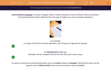 'Revise the Features of Formal Official Language' worksheet