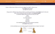 'Know Your Contractions: doesn't and don't' worksheet