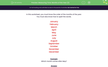 'Measuring Time: Know the Order of the Months of the Year' worksheet