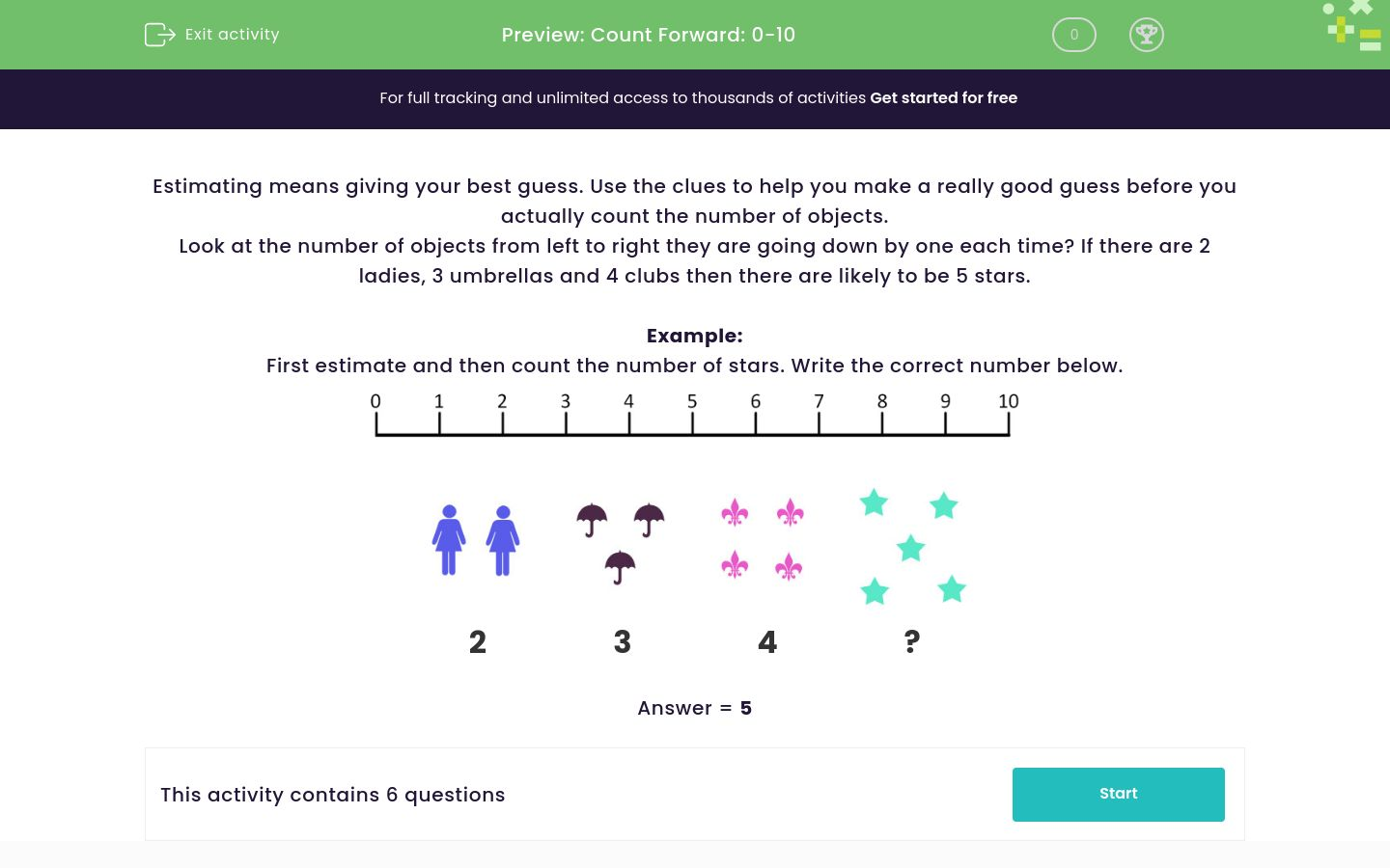 Count Forwards: 0-10 Worksheet - EdPlace