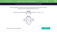 'Substitute Decimal Numbers into Algebraic Expressions' worksheet
