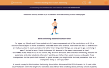 'Analyse Techniques Used in A Non-Fiction Text on Swimming' worksheet
