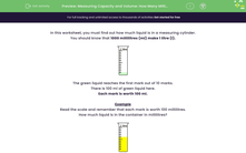 'Work Out How Many Millilitres in a Container' worksheet