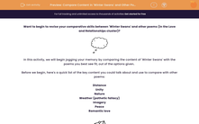'Compare Content in 'Winter Swans' and Other Poems' worksheet