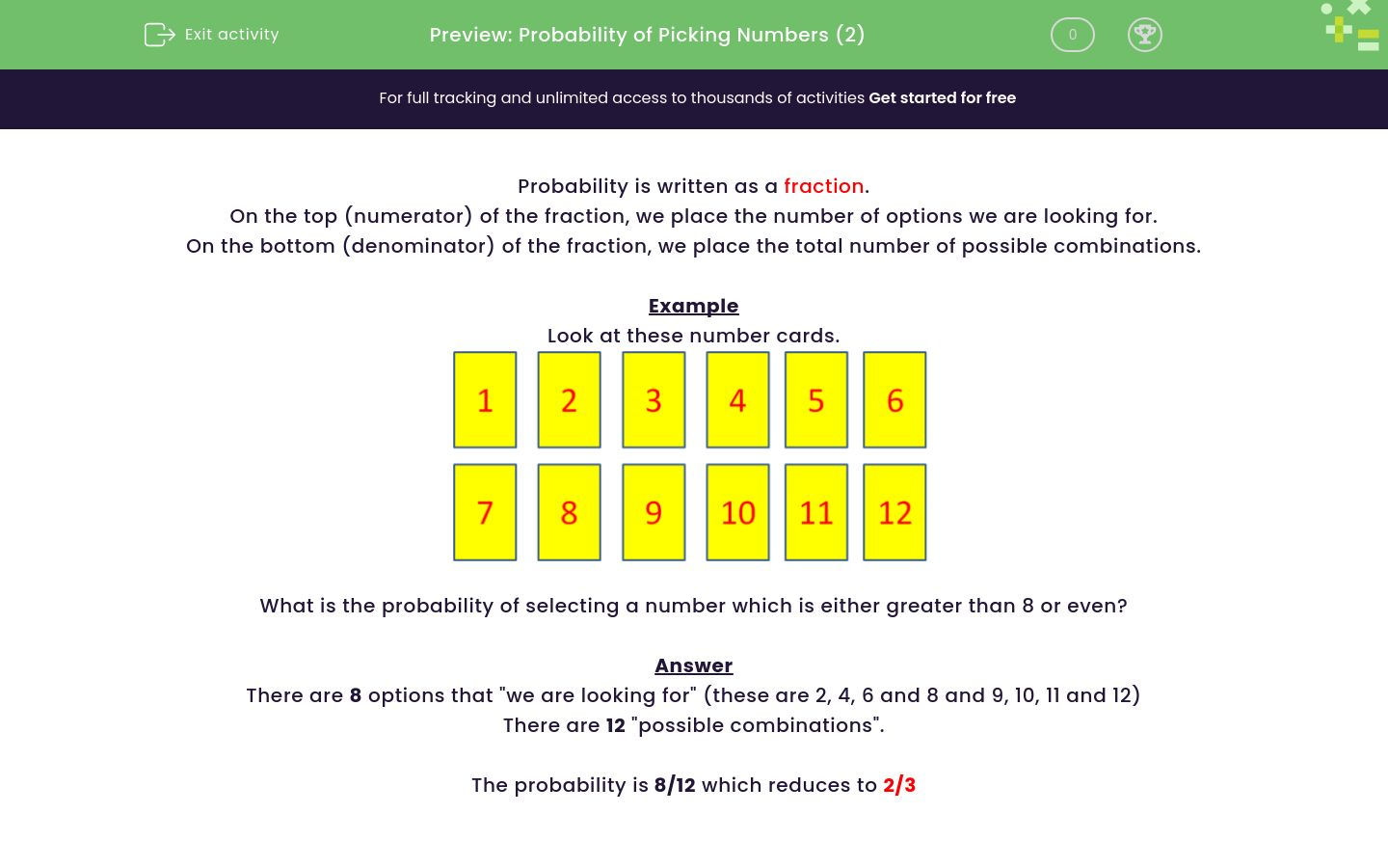 Find the Probability of Selecting Specified Numbers Worksheet - EdPlace