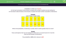 'Probability of Picking Numbers (2)' worksheet