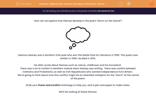 'Explore how Themes Develop in the Poem 'Storm on the Island' by Seamus Heaney' worksheet