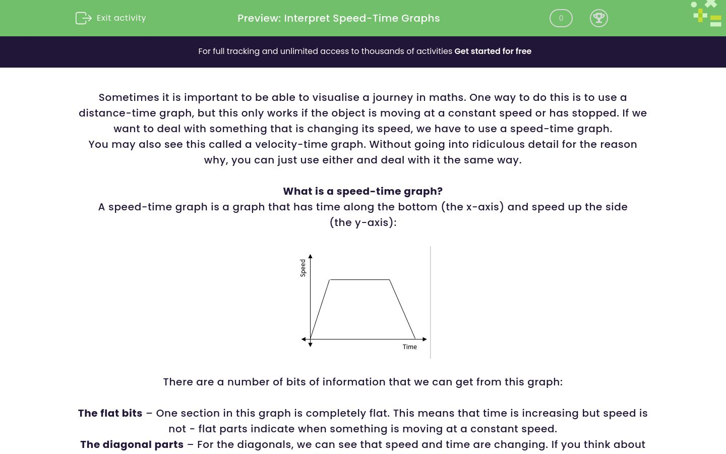 Interpret SpeedTime Graphs Worksheet EdPlace