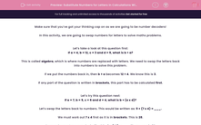 'Substitute Numbers for Letters in Calculations With Brackets' worksheet