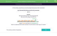 'Dividing by 5: How Many Remain?' worksheet