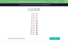 'Know the 3 Times Table' worksheet