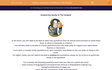 'Analyse Key Quotations in 'The Tempest'' worksheet