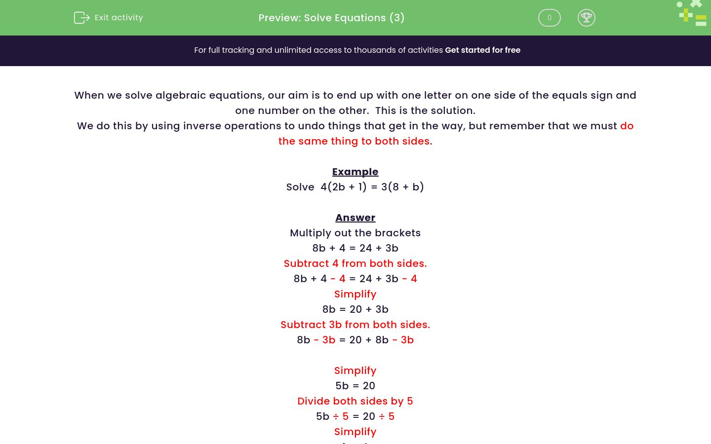 Solve Two Stage Equations With Brackets Worksheet Edplace 6494