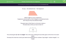 'Find the Area of a Trapezium' worksheet