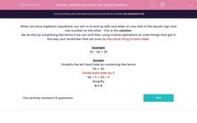 'Simplify and Solve One-Stage Equations' worksheet
