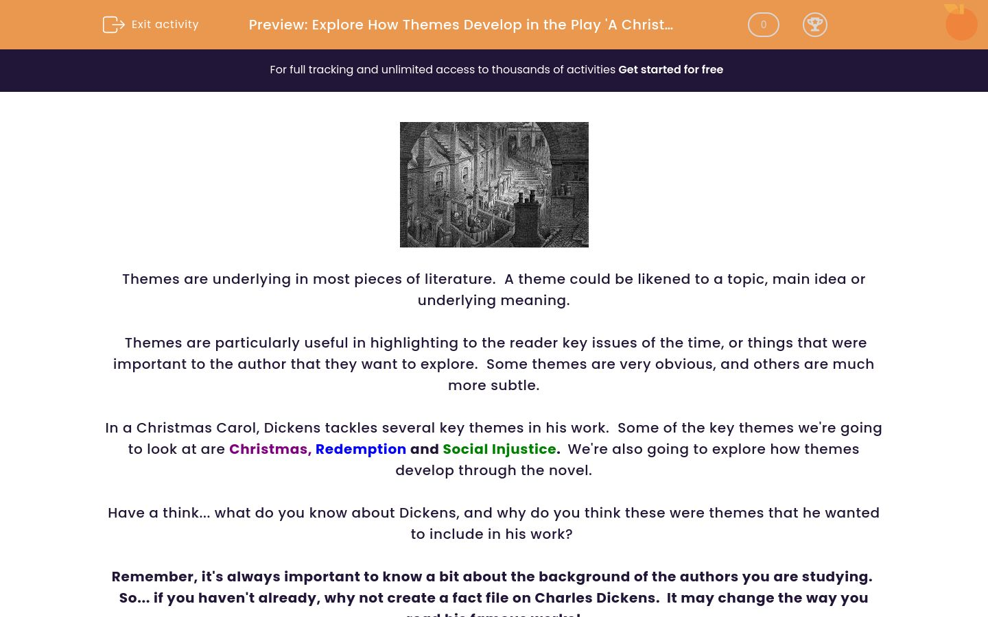 Explore How Themes Develop in the Play 'A Christmas Carol' Worksheet ...