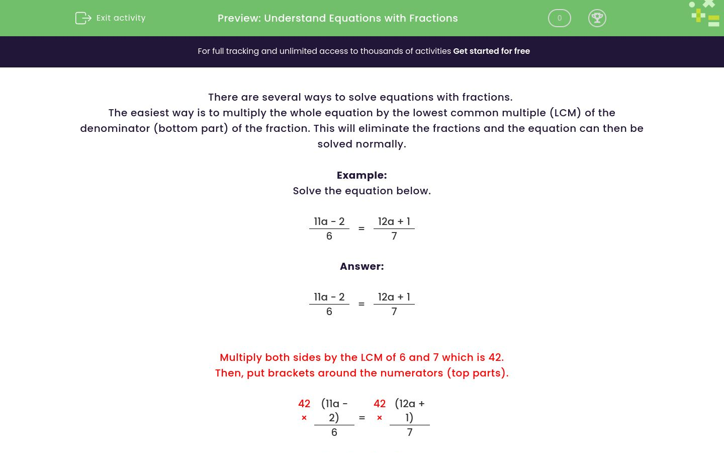 Solve Equations with Fractions Worksheet - EdPlace