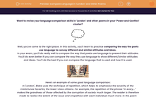 'Compare Language in 'London' and Other Poems' worksheet