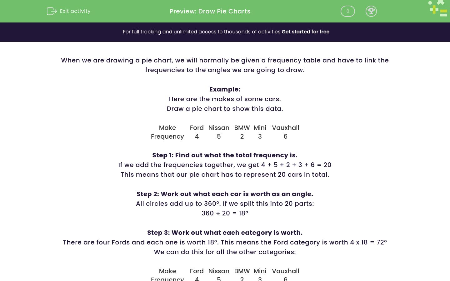 Draw Pie Charts Worksheet EdPlace