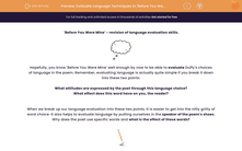 'Evaluate Language Techniques in 'Before You Were Mine'' worksheet
