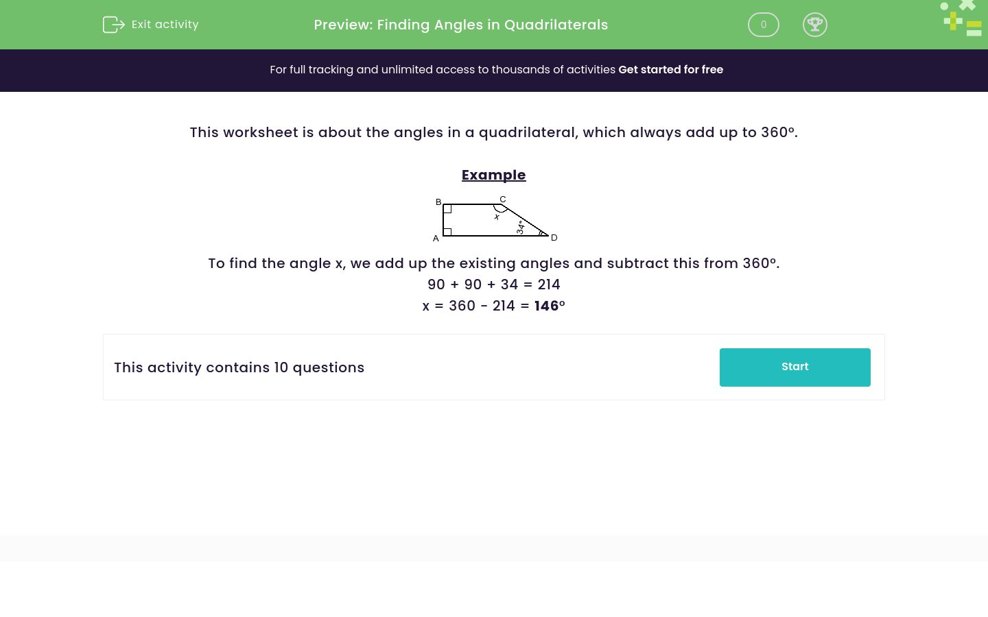 Find Angles in Quadrilaterals Worksheet - EdPlace