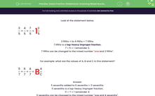 'Solve Fraction Statements involving Mixed Numbers' worksheet